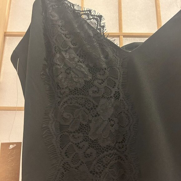 Rachel Roy Little Black Camisole Dress with Lace Trim and Asymmetrical Hem Sz 6 - Picture 5 of 14